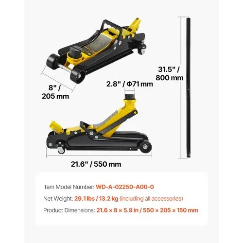 VEVOR Hydraulischer Rangierwagenheber, 2,5 t Tragkraft Scherenwagenheber, 85-380 mm Höhenbereich Hydraulischer Wagenheber Einzelkolben Heber, Autoheber für Familienautos, Lastwagen, SUVs usw. – Bild 6
