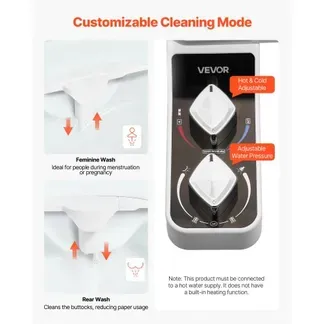 VEVOR Bidet-Toilettenaufsatz 7 mm ultradünner Toilettensitz-Aufsatz mit 2 einziehbaren Düsen (Kaltwasser / Warmwasser) & 2 Drehknöpfen & einstellbarm Wasserdruck für die Gesäß- und Intimwäsche VEVOR Bidet-Toilettenaufsatz 7 mm ultradünner Toilettensitz-Aufsatz mit 2 einziehbaren Düsen (Kaltwasser / Warmwasser) & 2 Drehknöpfen & einstellbarm Wasserdruck für die Gesäß- und Intimwäsche