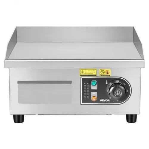 VEVOR Elektro-Grillplatte 2000 W 355 x 300 mm (Grillbereich), 50-300 °C Gastro-Griddleplatte aus Edelstahl (Gehäuse) Tischgrillplatte mit 2 Spateln & 2 Bürsten & 4 Fußpolstern, für Steaks Pfannkuchen – Bild 9