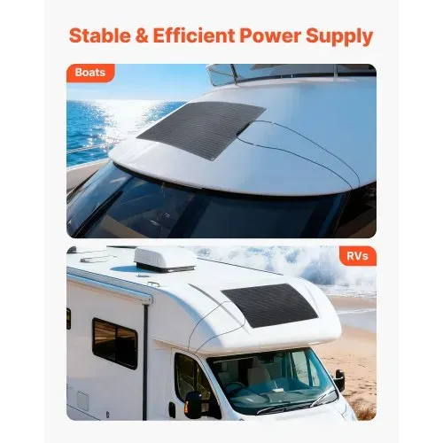 VEVOR Solarmodul Monokristallin, 100W Halbflexibles Solarpanel, Off-Grid-Ladegerät mit MC4-Ausgang, IP67 wasserdicht, Balkonkraftwerk für Boote, RVs, Autos, Kabinen & gebogene Oberflächen – Bild 5