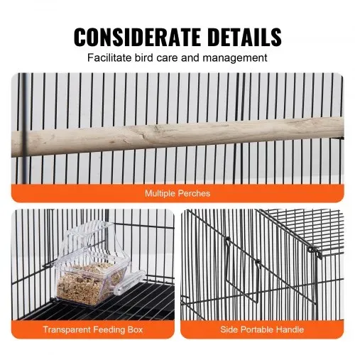 VEVOR Vogelvoliere 76x46x45cm Vogelkäfig aus Q195-Kohlenstoffstahl Vogelhaus für 2-3 mittelgroße bis große Vögel Voliere mit Sicherheitstür Vogelheim Vogelbauer – Bild 5