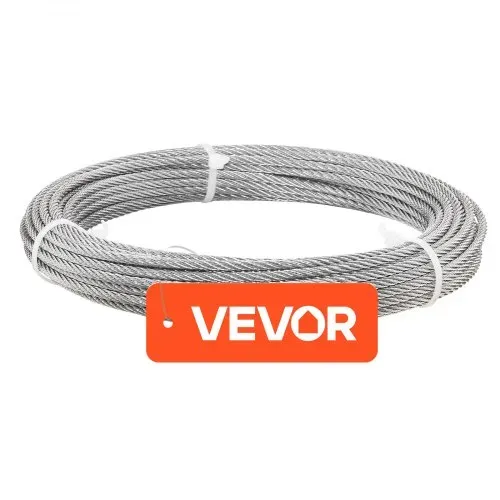 VEVOR Edelstahldrahtseil φ3,2 mm 12,2 m Länge, Drahtseil aus Edelstahl 316 mit einer Bruchlast von 7,1 kN, Stahldraht 7x7 Litzen, Geländerseil für Terrassengeländer, Gartenspaliere – Bild 9