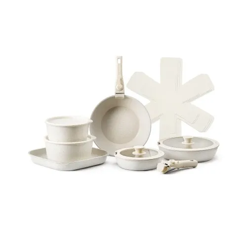 VEVOR Induktion Töpfe Pfannen Set (17-teilig) mit Glasdeckel antihaftbeschichtetes Kochgeschirr mit abnehmbarem Griff, Induktionskochtöpfe zum Braten, Würzen von Soßen und Kochen (Weiß) VEVOR Induktion Töpfe Pfannen Set (17-teilig) mit Glasdeckel antihaftbeschichtetes Kochgeschirr mit abnehmbarem Griff, Induktionskochtöpfe zum Braten, Würzen von Soßen und Kochen (Weiß)