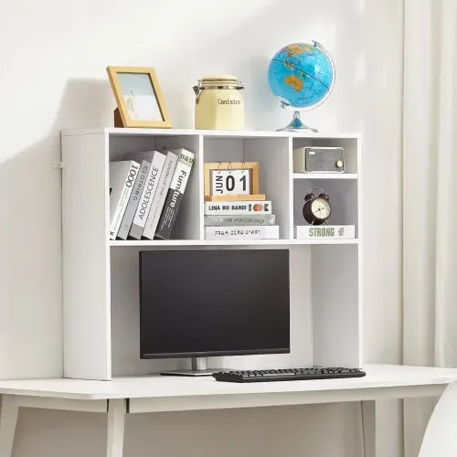 VEVOR Schreibtisch Bücherregal 1-stufiger Organizer (94 x 24 x 73 cm) Tischregale Schreibtisch Organizer Ausstellungsregal aus Spanplatten mit rutschfesten Füßen, für Büro Wohnheim, Weiß – Bild 7