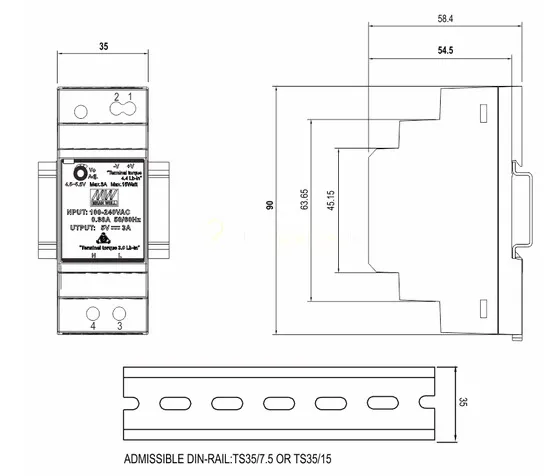 ALLNET Ersatznetzteil - 5V / 3A 15W MEAN WELL Hutschiene – Bild 2