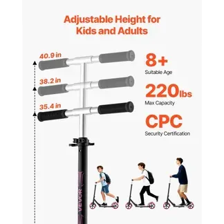 VEVOR Scooter (2 Räder) für Kinder ab 8 Jahren, Cityroller Kinderroller Straßenroller mit höhenverstellbarem Lenker & rutschfestem Deck & leichtem Rahmen, faltbarer Tretroller bis zu 100 kg, Pink VEVOR Scooter (2 Räder) für Kinder ab 8 Jahren, Cityroller Kinderroller Straßenroller mit höhenverstellbarem Lenker & rutschfestem Deck & leichtem Rahmen, faltbarer Tretroller bis zu 100 kg, Pink