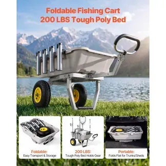 VEVOR Angelwagen Faltbar, 90,7kg Belastbarer Bollerwagen mit 2 All-Terrain-Gummireifen, Transportwagen mit Alugestell 8 Rutenhaltern, Multifunktionale Transportkarre für Angeln Camping Strand Outdoor VEVOR Angelwagen Faltbar, 90,7kg Belastbarer Bollerwagen mit 2 All-Terrain-Gummireifen, Transportwagen mit Alugestell 8 Rutenhaltern, Multifunktionale Transportkarre für Angeln Camping Strand Outdoor