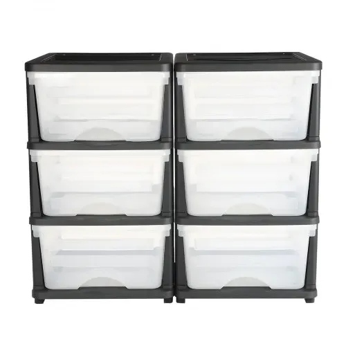 VEVOR Schubladenwagen Schubladenschrank mit 3 Schubladen (2er-Pack), rollbarer Schubladenbox Rollcontainer aus Kunststoff mit durchsichtigen Behältern für Bürobedarf Bastelräume Klassenzimmer – Bild 10