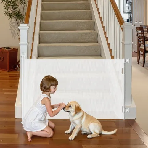 VEVOR Einziehbares Babygitter Hundegitter ausziehbar auf 185 cm Breite / 795 mm Höhe, Treppenschutzgitter mit Sicherheitsschloss, Schutzgitter aus Netzgewebe für Treppen Flure drinnen/draußen, weiß VEVOR Einziehbares Babygitter Hundegitter ausziehbar auf 185 cm Breite / 795 mm Höhe, Treppenschutzgitter mit Sicherheitsschloss, Schutzgitter aus Netzgewebe für Treppen Flure drinnen/draußen, weiß