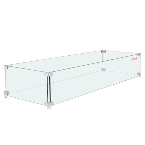 VEVOR Windschutz für Feuerstelle, 96,5 x 26,7 x 15,2 cm Glas-Windschutz, rechteckiger Glasschutz, 0,8 cm dicker Feuertisch, Flammenschutz aus klarem gehärtetem Glas, Baumgrubenschutz mit stabilen Füßen für Propan, Gas, Außenbereich VEVOR Windschutz für Feuerstelle, 96,5 x 26,7 x 15,2 cm Glas-Windschutz, rechteckiger Glasschutz, 0,8 cm dicker Feuertisch, Flammenschutz aus klarem gehärtetem Glas, Baumgrubenschutz mit stabilen Füßen für Propan, Gas, Außenbereich