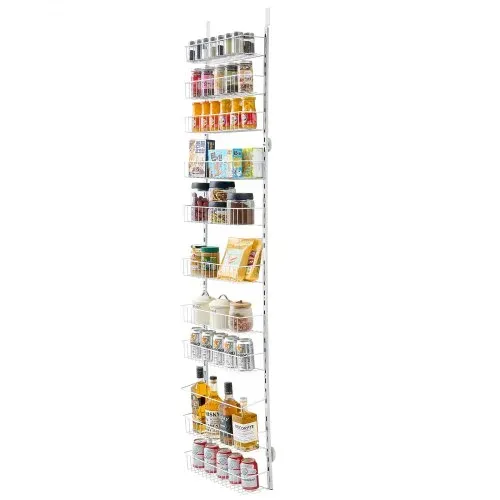 VEVOR Vorratsschrank Speisekammer-Organizer Aufbewahrung über der Tür, 10-stufige Gewürzregale zum Aufhängen aus Stahl, verstellbare Lagerregale für die Wand, für Zuhause Küche Badezimmer, Weiß – Bild 9