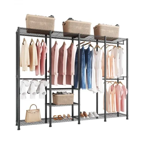 VEVOR Kleiderständer Garderobenständer (verstellbar) mit 4 Kleiderstangen & 499 kg Tragkraft & 10 Regalen, robuster offener Kleiderschrank für Schlafzimmer Bekleidungsgeschäft Garderobe Flur VEVOR Kleiderständer Garderobenständer (verstellbar) mit 4 Kleiderstangen & 499 kg Tragkraft & 10 Regalen, robuster offener Kleiderschrank für Schlafzimmer Bekleidungsgeschäft Garderobe Flur