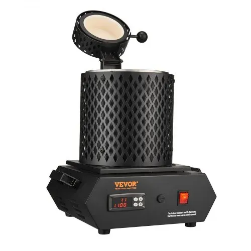 VEVOR Goldschmelzofen1350 W 1150 ℃ Max. Temperatur, digitaler elektrischer Schmelzofen 1 kg / 3 kg Keramiktiegel mit Tiegelzange & Handschuhen, zur Verarbeitung von Gold Silber Kupfer Aluminium rot – Bild 9