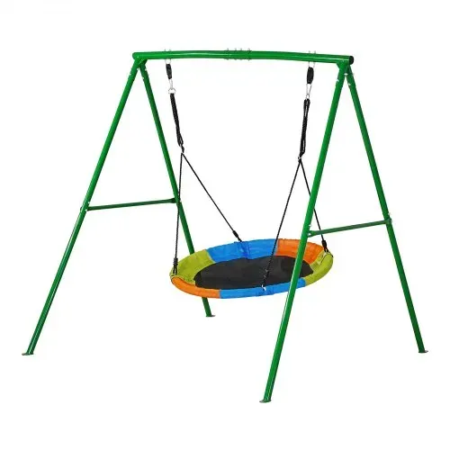 VEVOR Gartenschaukel mit A-förmigem Metallgestell, Schaukelsitz (101,6 cm Groß), bis zu 199,6 kg Tragkraft, Schaukelset Outdoor, Verstärkt mit Spiralförmigen Bodenankern, Tellerschaukel Farbenfroh – Bild 8