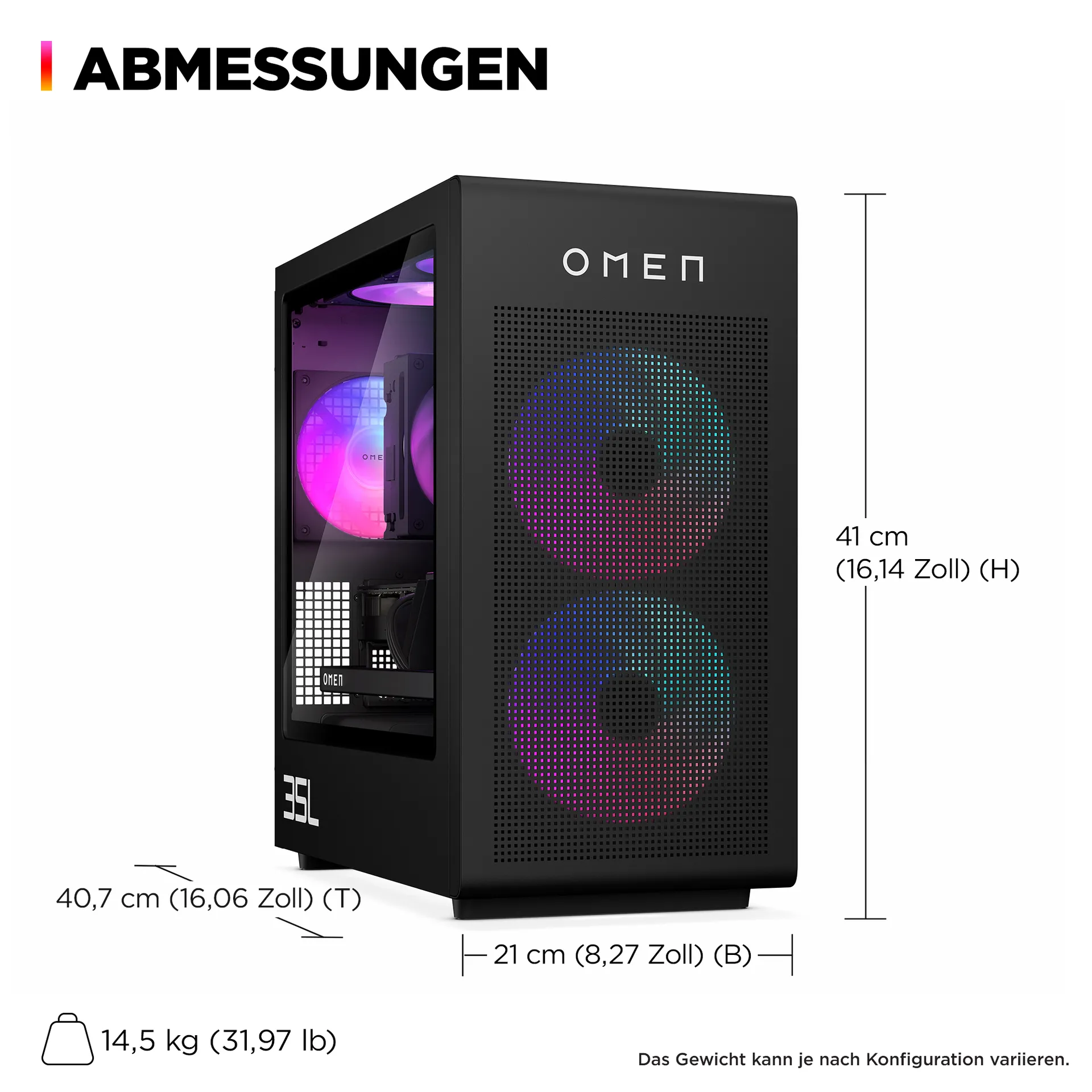 HP OMEN 35L Gaming GT16-0189ng AMD Ryzen™ 7 8700F 32 GB DDR5-SDRAM 1 TB SSD NVIDIA GeForce RTX 5070 FreeDOS Tower PC AI PC Schwarz – Bild 5