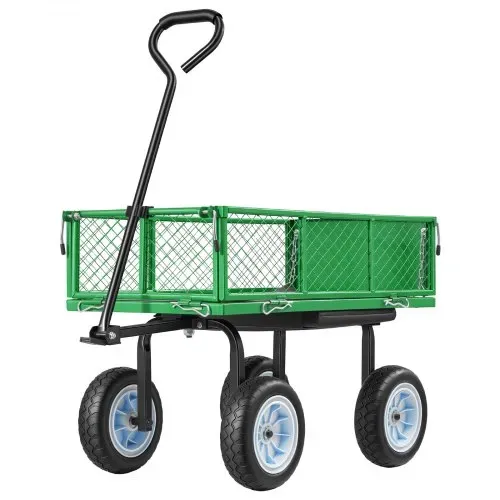 VEVOR Bollerwagen 226,8 kg Tragkraft, Gartenwagen mit Sitz & PU-Rädern, Transportwagen mit Werkzeugablage & Verstellbarem Griff, Gerätewagen für Rasen, Terrasse, Garten & Grünflächen, – Bild 8