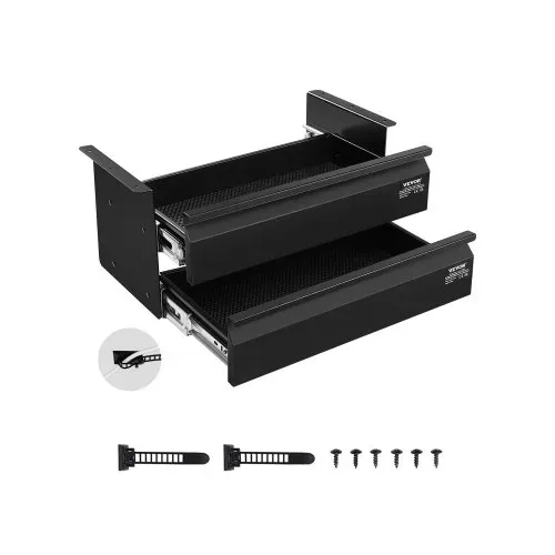 VEVOR Untertisch Schublade 457x227x200mm, Unterbau Schreibtisch, versteckter 2-lagiger Aufbewahrungs-Organizer, Bleistiftschublade unter dem Tisch für Sitz-Steh-Arbeitsplätze zu Hause VEVOR Untertisch Schublade 457x227x200mm, Unterbau Schreibtisch, versteckter 2-lagiger Aufbewahrungs-Organizer, Bleistiftschublade unter dem Tisch für Sitz-Steh-Arbeitsplätze zu Hause