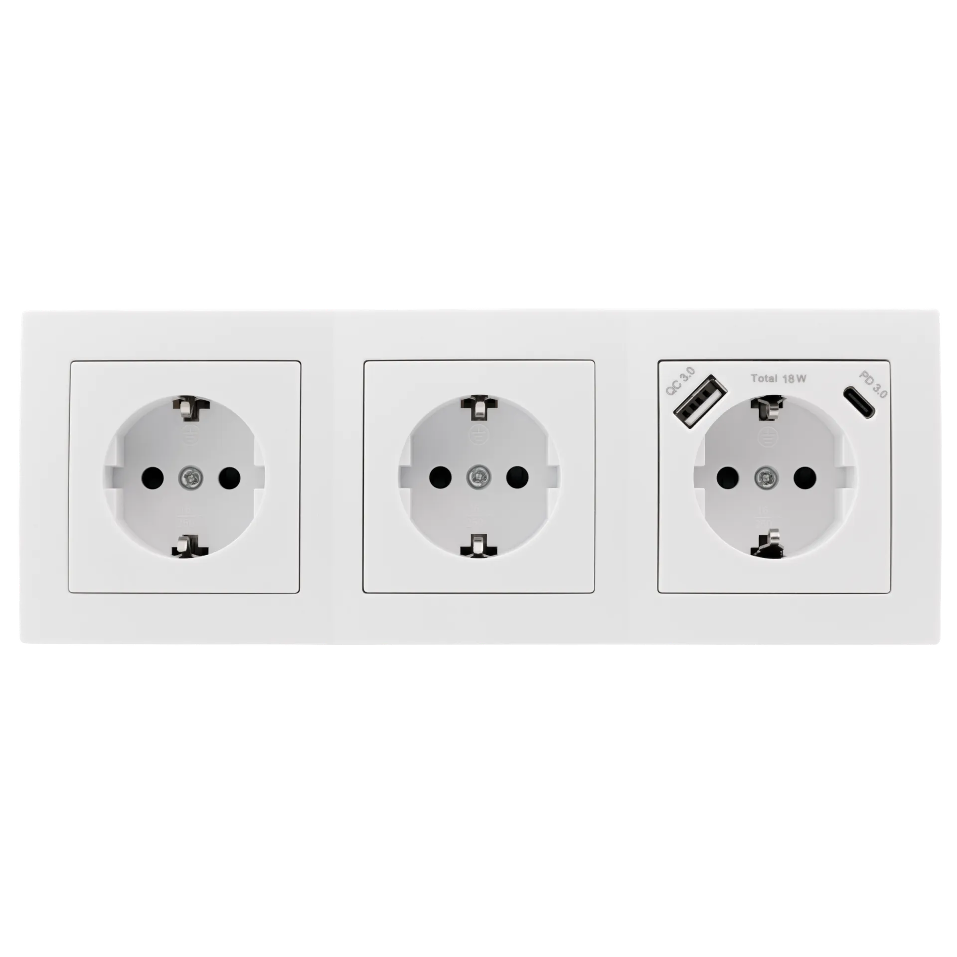 Steckdosenblock McPower ''Flair'' weiß, 3-fach Schutzkontakt + USB-C / USB-A – Bild 2