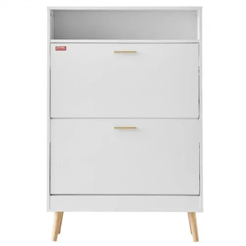 VEVOR Schuhschrank Schmal, Schuhregal Weiß, 800 x 237 x 1205 mm Schuhkipper mit 2 Klappen + oberem Staufach, Schuhkommode 68 kg Tragfähigkeit, Aufbewahrungsschrank Schuh Massivholz für Flur, Outdoor – Bild 8