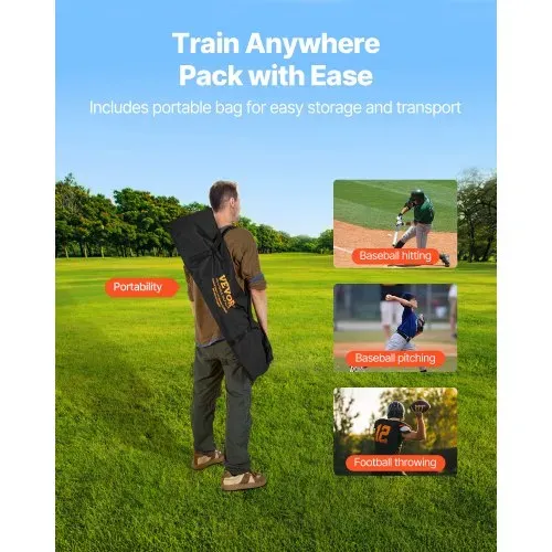 VEVOR Fußballtrainer Wurfnetz Übungsnetz (208 x 91 x 189 cm) mit 5 Zieltaschen & tragbarer Aufbewahrungstasche & Gurten & knotenlosem Netz, Training für die Passgenauigkeit des Quarterbacks, rot – Bild 5