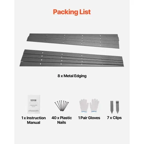 VEVOR Beeteinfassung, 8 Packungen à 183 cm, Rasenkante aus Aluminiumlegierung, Beetumrandung, biegbare Garteneinfassung, Rasenbegrenzung, robuster Rasenkantenzaun für Blumenbeete, Hofwege – Bild 4