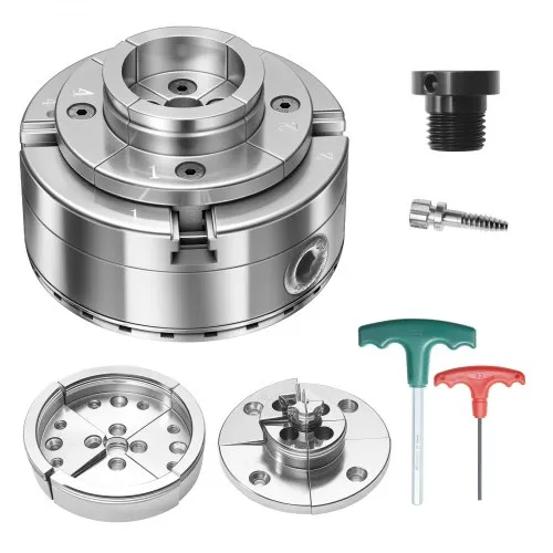 VEVOR 4 Zoll Drechselfutter 4 Backen Zentrierfutter mit 1 Zoll x 8 TPI Gewinde & Adapter, mit Rundbacken & Stufenbacken, Hochfester Stahl Vernickelte Oberfläche Spreizen und Klemmen für Drechselbänke VEVOR 4 Zoll Drechselfutter 4 Backen Zentrierfutter mit 1 Zoll x 8 TPI Gewinde & Adapter, mit Rundbacken & Stufenbacken, Hochfester Stahl Vernickelte Oberfläche Spreizen und Klemmen für Drechselbänke