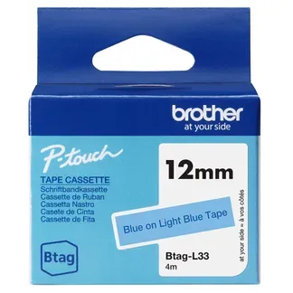Brother BTAG-L33 Etiketten erstellendes Band Blau auf hellblau Brother BTAG-L33 Etiketten erstellendes Band Blau auf hellblau