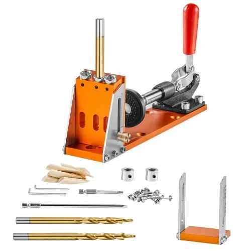 VEVOR Pocket Hole Jig Kit Dreitaschenloch mit Schraubenschlüssel & Vierkantantriebsbits, Dübelhilfe Bohrlehre zum Bohren von Taschenlöchern und Schräglöchern, Bohrhilfe für Holzbearbeitung Alu. – Bild 8