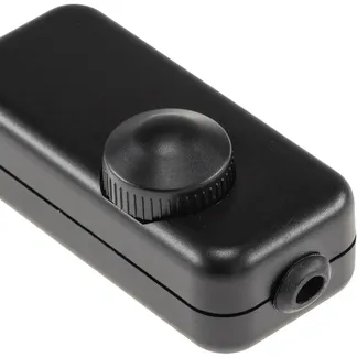 Schnurdimmer für LEDs, 3-150Watt 230V, Drehregler mit Ein & Aus, schwarz Schnurdimmer für LEDs, 3-150Watt 230V, Drehregler mit Ein & Aus, schwarz