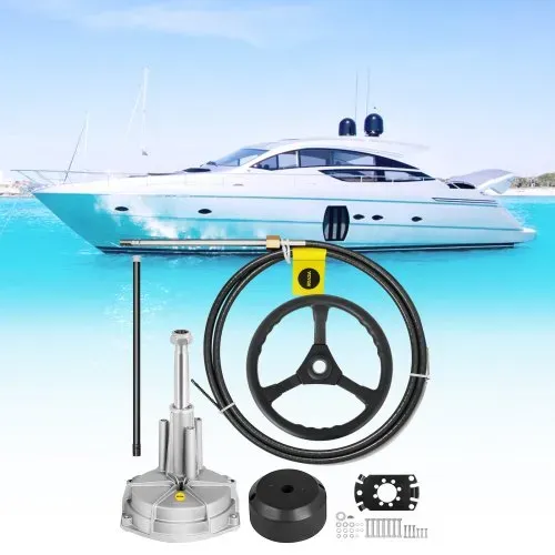 VEVOR Außenbord-Lenksystem-Kit, 14 Fuß Bootssteuerkabel, Standard 3/4 Zoll Konische Welle, 13,5 Zoll Lenkrad, Alu-Marine-Lenksystem, für Yachten, für Yachten, Fischerboote usw. – Bild 7