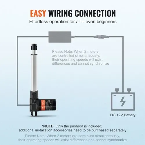 VEVOR 6000N Linear Actuator DC 12V Linearantrieb IP44 Elektrischer Linearmotor 200mm Hublänge Geräuschpegel ≤ 50dB Elektrische Türöffner 5 mm/s Fahrgeschwindigkeit Lineartechnik Verstellantrieb – Bild 5