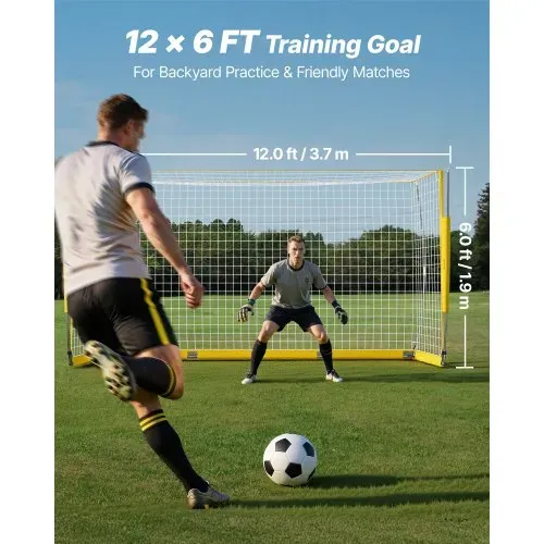 VEVOR Tragbares Fußballtor Soccertor Fußballnetz 3,66 x 1,83 m für den Garten, großes Übungsfußballnetz Trainingstor-Set mit Stahl-Glasfaserstruktur, Allwetter-Fußballtore mit Tragetasche, Gelb VEVOR Tragbares Fußballtor Soccertor Fußballnetz 3,66 x 1,83 m für den Garten, großes Übungsfußballnetz Trainingstor-Set mit Stahl-Glasfaserstruktur, Allwetter-Fußballtore mit Tragetasche, Gelb