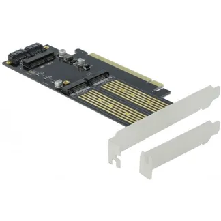 PCIe x16 Karte > 1 x M.2 Key B + 1 x NVMe M.2 Key M + 1 x mSATA, Schnittstellenkarte PCIe x16 Karte > 1 x M.2 Key B + 1 x NVMe M.2 Key M + 1 x mSATA, Schnittstellenkarte