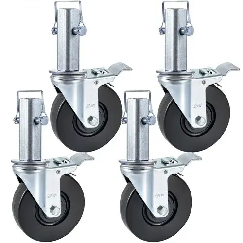 VEVOR Lenkrollen aus Polyurethan, Eisenkern 12,7 cm, Lenkstangenrollen mit Doppelfeststellbremse, Stellfüße, Tragkraft 200 kg pro Rad Industrierollen Schwerlastrollen Transportrollen VEVOR Lenkrollen aus Polyurethan, Eisenkern 12,7 cm, Lenkstangenrollen mit Doppelfeststellbremse, Stellfüße, Tragkraft 200 kg pro Rad Industrierollen Schwerlastrollen Transportrollen