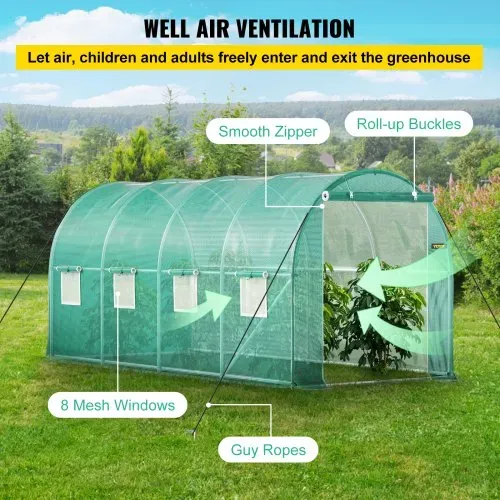 VEVOR Foliengewächshaus 4,6x2,1x2,1m Bogendach Gewächshaus Verzinkter Stahlrahmen PE Abdeckung Frühbeet Treibhaus Wasserdicht UV-Beständig Grün Mobiler Folientunnel Ideal für Anbau von Gemüse Blumen – Bild 4