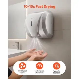 VEVOR Händetrockner zur Wandmontage 1800W Handtrockner Elektrisch Edelstahl, Hohe Geschwindigkeit, Schnelles Trocknen, HEPA-Filter, IPX4, Infrarotsensor, Doppelmodi für Gewerbliche & Private Toiletten VEVOR Händetrockner zur Wandmontage 1800W Handtrockner Elektrisch Edelstahl, Hohe Geschwindigkeit, Schnelles Trocknen, HEPA-Filter, IPX4, Infrarotsensor, Doppelmodi für Gewerbliche & Private Toiletten
