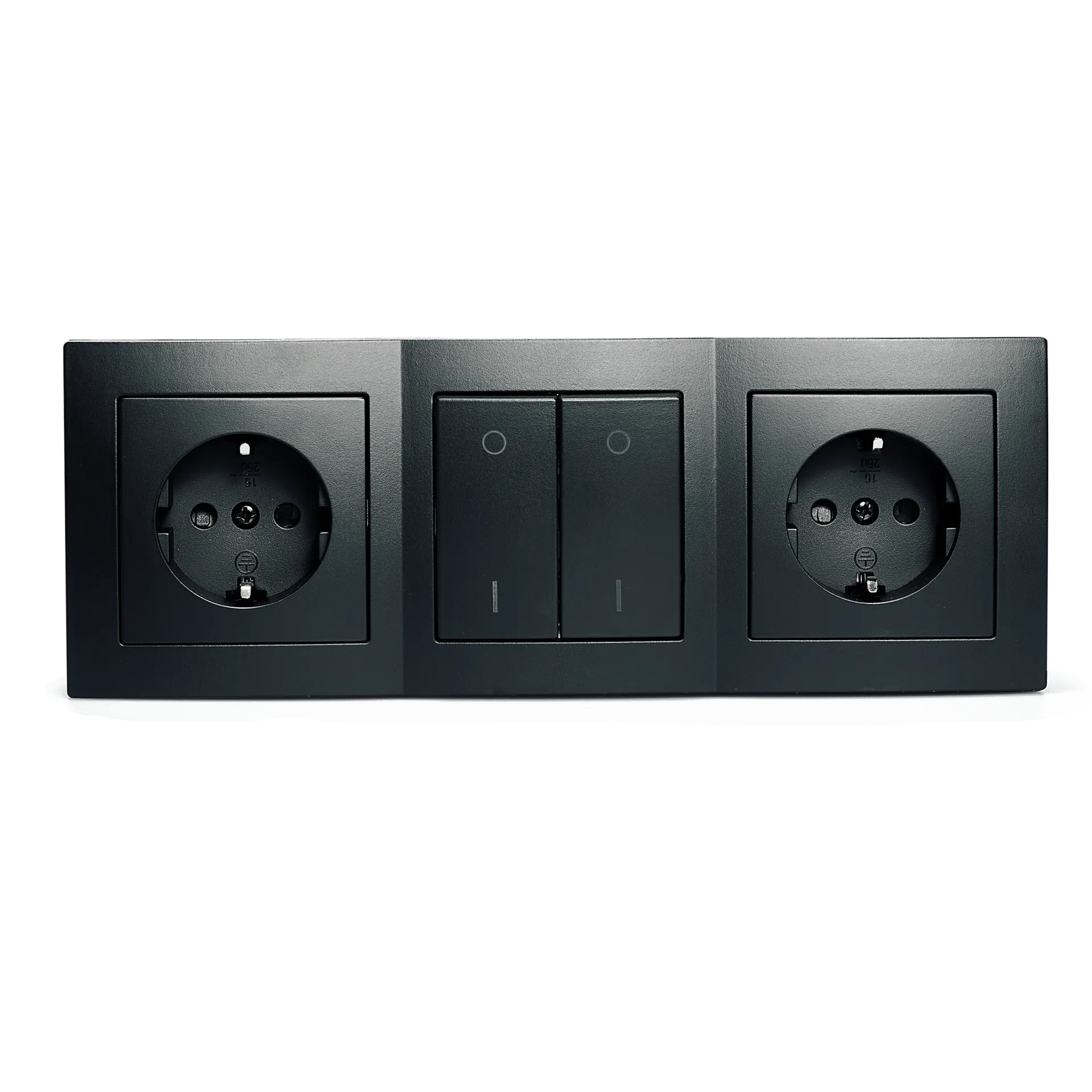 Steckdosenblock McPower ''Flair'' Aufbau, matt schwarz, 2-fach + Schalter – Bild 2