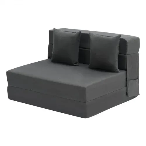 VEVOR 3 in 1 Klappsofa faltbares Schlafsofa mit 2 Kissen & waschbarem Bezug, umwandelbarer Schlafsessel aus 25D Memory Foam, Couch für Wohnzimmer Schlafzimmer, Dunkelgrau (TWIN XL / 1950x1005x150mm) – Bild 10