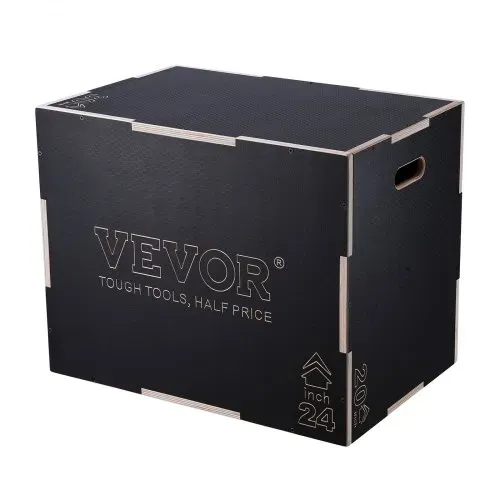 VEVOR 3-in-1-Plyometrische Sprungbox 30/24/20-Zoll-Plyobox, Sprungkasten Sprungkiste 204 kg Tragfähigkeit, Fitnessübungs-Step-Up-Box für Heimtraining, Sprungkrafttraining Schwarz Einstellbare Höhe – Bild 10