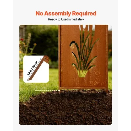 VEVOR Paravent, 50x160 cm 2er-Pack, Raumteiler Metall, Trennwand mit Erdspießen & Kohlenstoffstahlplatte, Sichtschutz, Raumtrenner, Dekorative Sichtschutzwand für Garten, Terrasse, Hof, Balkon – Bild 4
