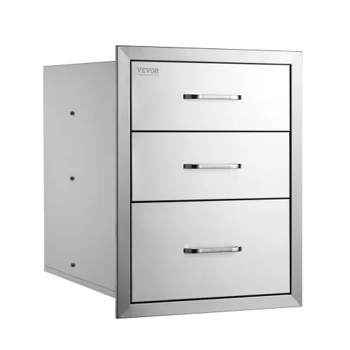VEVOR Outdoor-Küche Edelstahl Dreifach-Zugang BBQ Schubladen mit Chrom Griff, 458 x 585 x 588 mm – Bild 8