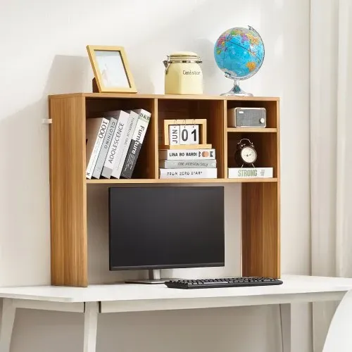 VEVOR Schreibtisch Bücherregal 1-stufiger Organizer (94 x 24 x 73 cm) Tischregale Schreibtisch Organizer Ausstellungsregal aus Spanplatten mit rutschfesten Füßen, für Büro Wohnheim, Holzfarbe – Bild 7