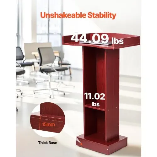 VEVOR Podiumständer Holzrednerpult (105 cm), Laptop-Schreibtisch mit breiter Lesefläche & Ablagefläche & Kantenstopper &elegantem Design, bodenstehend, für Klassenzimmer Konferenzen Kirchen – Bild 4