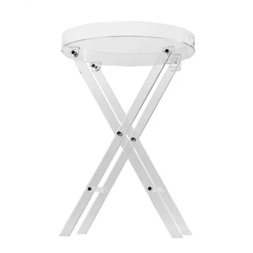 VEVOR Acryl-Klapptisch mit Tablett φ40 x 58 cm, Acryl-Beistelltisch mit Klappbarem X-Bein, Acryl-Beistelltisch für Kaffee, Getränke, Essen, Snacks, Couchtisch für Wohnzimmer, Schlafzimmer usw. – Bild 10