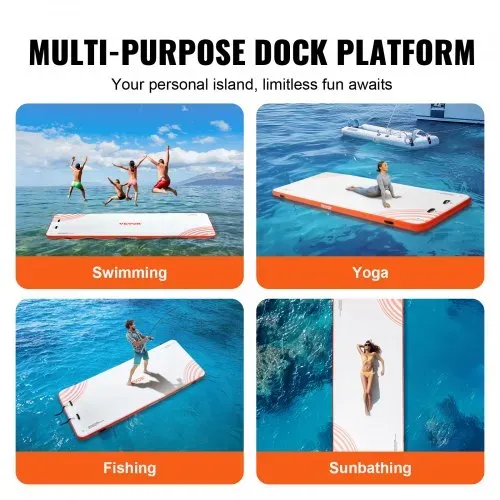 VEVOR Aufblasbares Schwimmdock, 4,57 x 1,82 m, Dockplattform, rutschfeste Wasserschwimmdockmatte mit tragbarer Tragetasche und abnehmbarer Leiter, schwimmende Plattform-Inselfloß für Pool, Strand – Bild 5