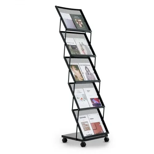 VEVOR faltbarer Prospektständer Zeitschriftenständer mit 5 Taschen, rollbarer Literaturständer Kataloghalter Schrägsteller, Buchständer Bodenaufsteller für Messe, Büroshows, Ausstellung VEVOR faltbarer Prospektständer Zeitschriftenständer mit 5 Taschen, rollbarer Literaturständer Kataloghalter Schrägsteller, Buchständer Bodenaufsteller für Messe, Büroshows, Ausstellung
