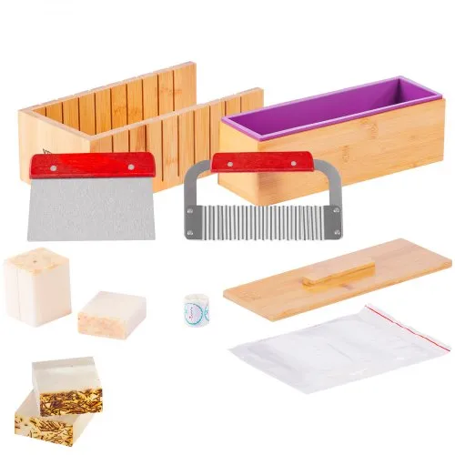 VEVOR Seifenschneider Set Seife Selb Machen 1301 mL, Seifenmachen Set Silikon, DIY Seifenherstellung Handgefertigt Seife Satz, Rechteckige Silikon Seife Form mit Bambuskasten 278 x 142 x 93 mm VEVOR Seifenschneider Set Seife Selb Machen 1301 mL, Seifenmachen Set Silikon, DIY Seifenherstellung Handgefertigt Seife Satz, Rechteckige Silikon Seife Form mit Bambuskasten 278 x 142 x 93 mm