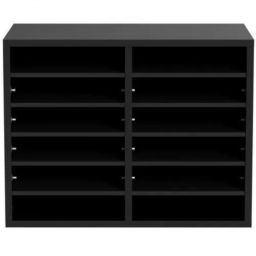 VEVOR Briefablage Schreibtisch Organizer 520 x 305 x 410 mm, 2,3–5,6 cm Einstellbar A4 Stapelbar Quer, Papierablage, Aufbewahrung Schreibtisch Ablagesystem Organisation, Ablage (Schwarz, 2 x 6 Fächer) – Bild 10