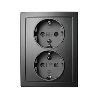 Schutzkontakt-Steckdose McPower “Flair“ 2-fach, 250V~/16A, matt schwarz Schutzkontakt-Steckdose McPower “Flair“ 2-fach, 250V~/16A, matt schwarz