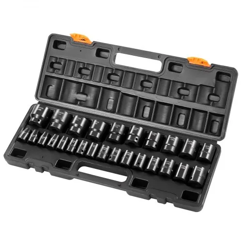 VEVOR Schlag-Steckschlüsselsatz 1/2 Zoll, 26-teilig, Schlag-Steckschlüssel, flache Stecknüsse, 6-Kant-Steckschlüssel, CR-V, 1/2 Zoll Antriebs-Steckschlüsselsatz Schlag metrisch 10-36 mm VEVOR Schlag-Steckschlüsselsatz 1/2 Zoll, 26-teilig, Schlag-Steckschlüssel, flache Stecknüsse, 6-Kant-Steckschlüssel, CR-V, 1/2 Zoll Antriebs-Steckschlüsselsatz Schlag metrisch 10-36 mm